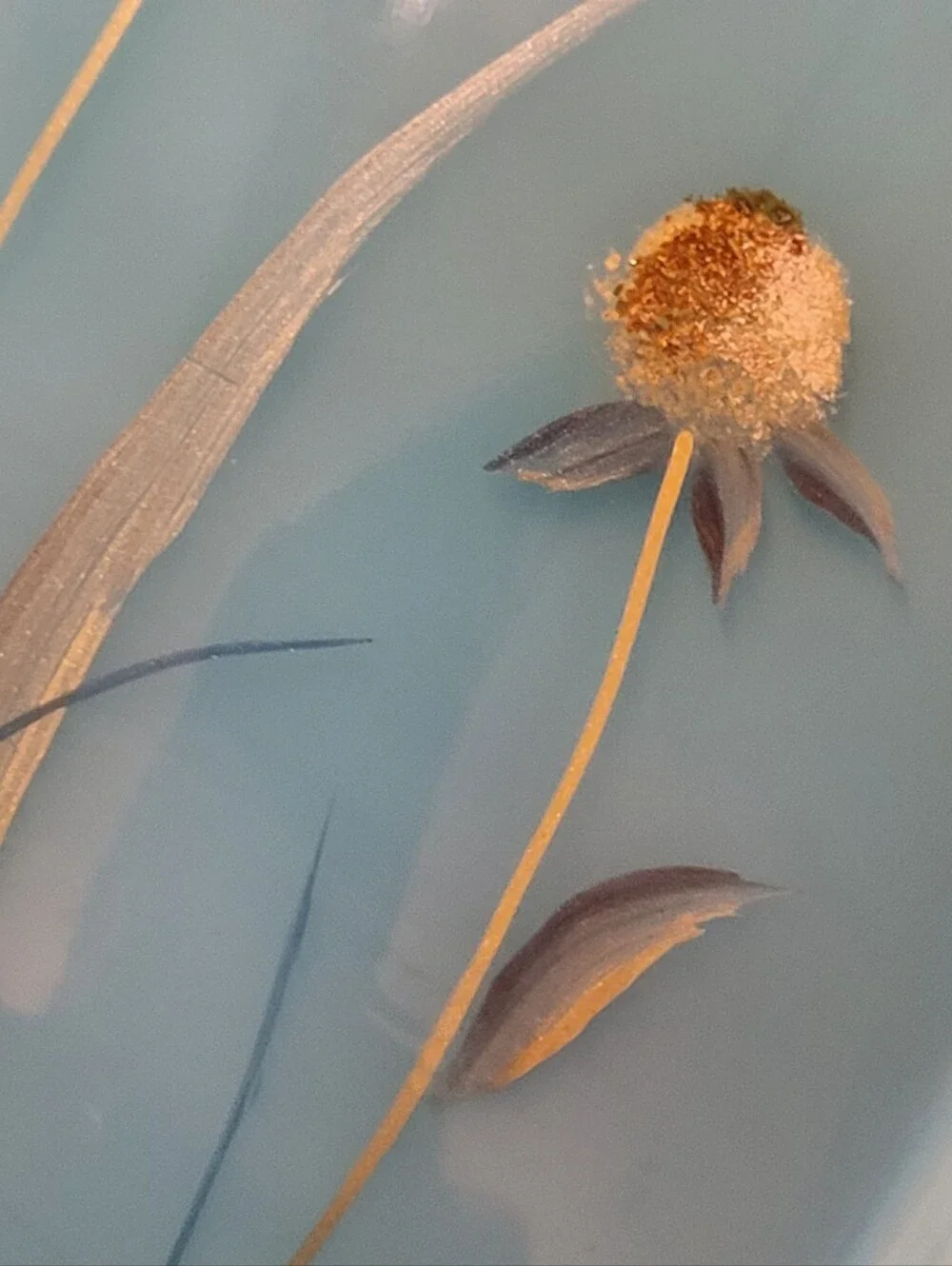 Fenton Art Glass Dandelion Breeze Hand-Painted Sky Blue Glass Flip Vase